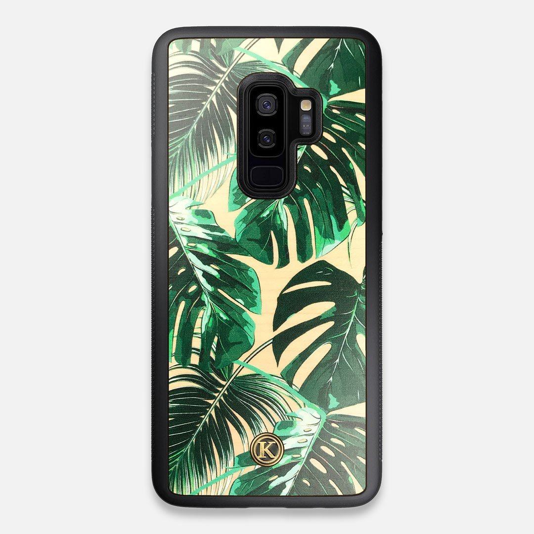 Front view of the Palm leaf printed Maple Wood Galaxy S9+ Case by Keyway Designs
