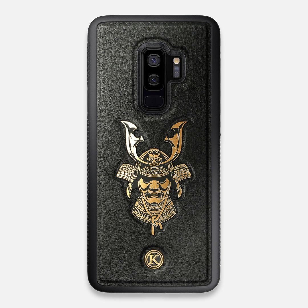 Front view of the Samurai Black Leather Galaxy S9+ Case by Keyway Designs