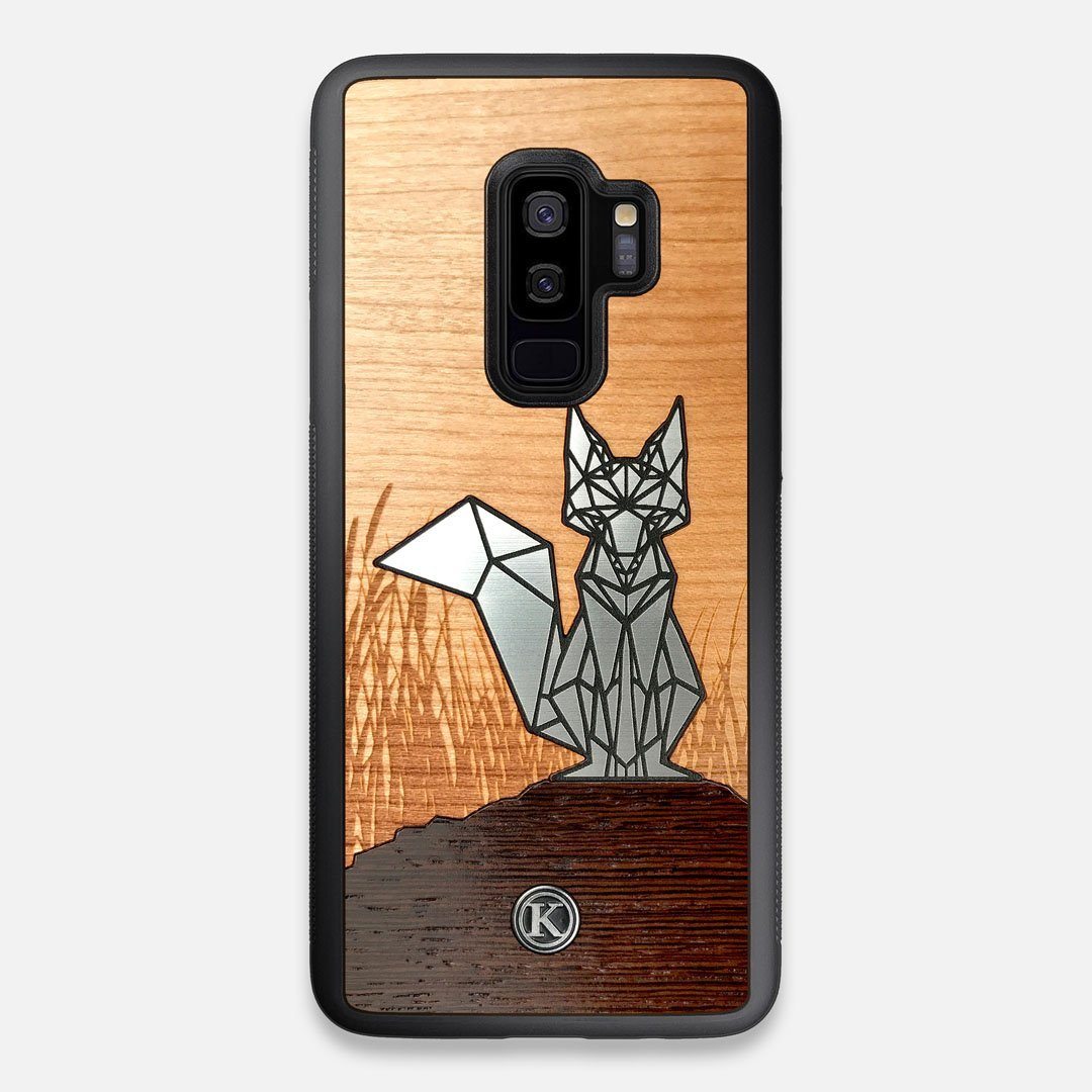 Front view of the Silver Fox & Cherry Wood Galaxy S9+ Case by Keyway Designs