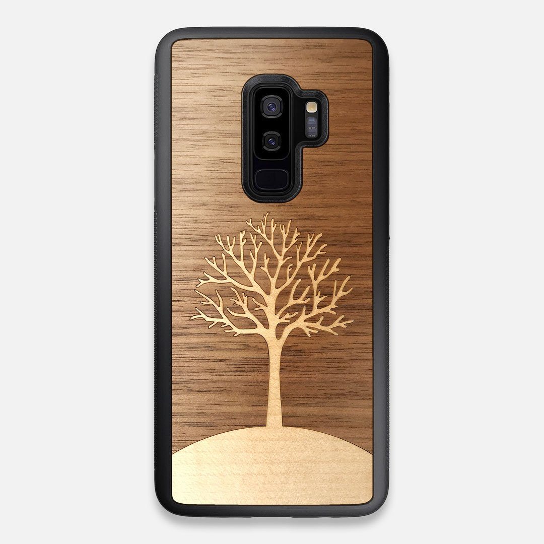 Front view of the Tree Of Life Walnut Wood Galaxy S9+ Case by Keyway Designs