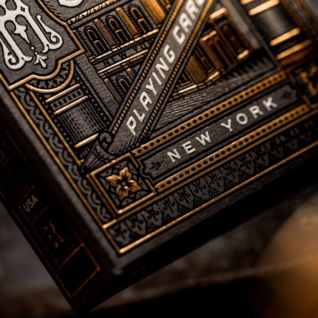 KEYWAY | Theory 11 - Black Hudson Premium Playing Cards showing details in printed fonts