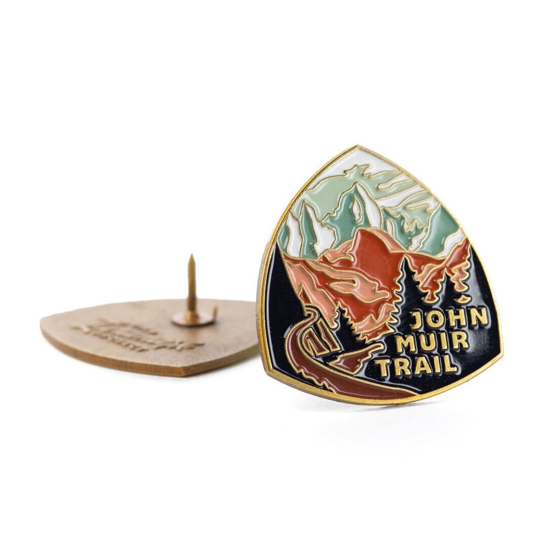 John Muir Trail Enamel Pin by The Landmark Project, Detailed View