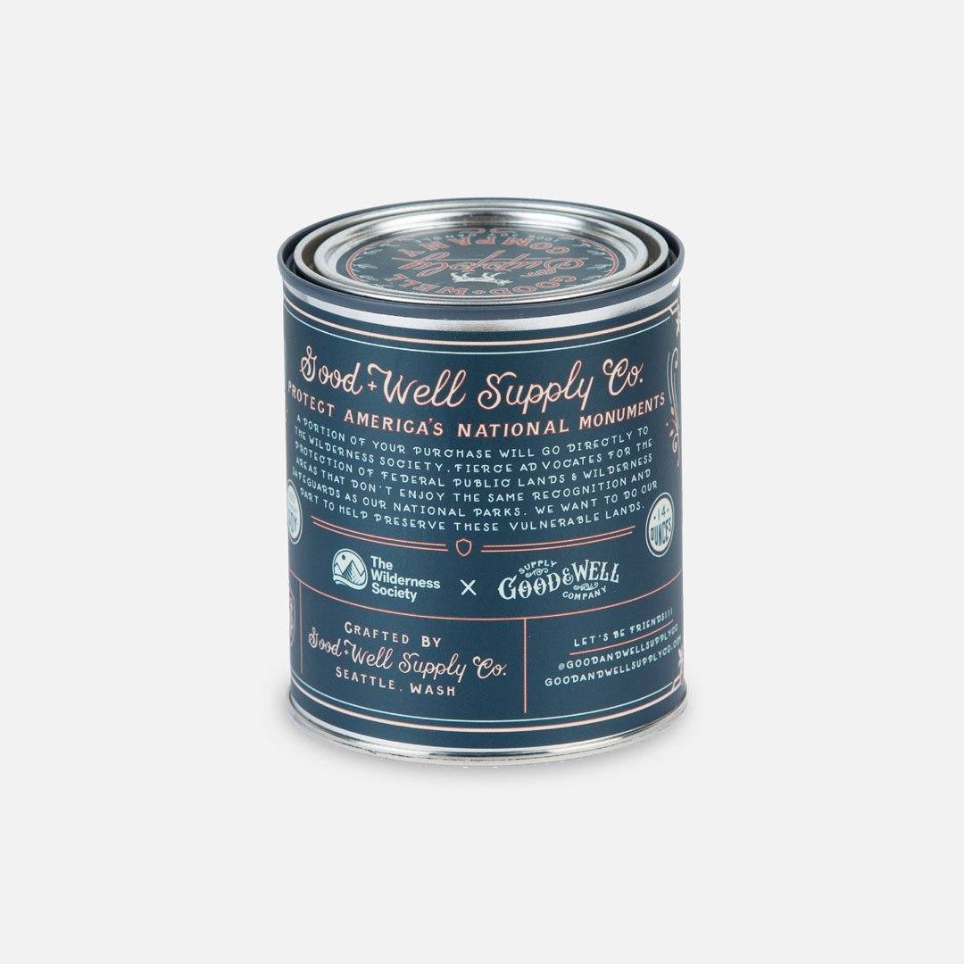 Back Panel - The Katahdin Woods & Waters National Monument Candle from Good & Well Supply Co.