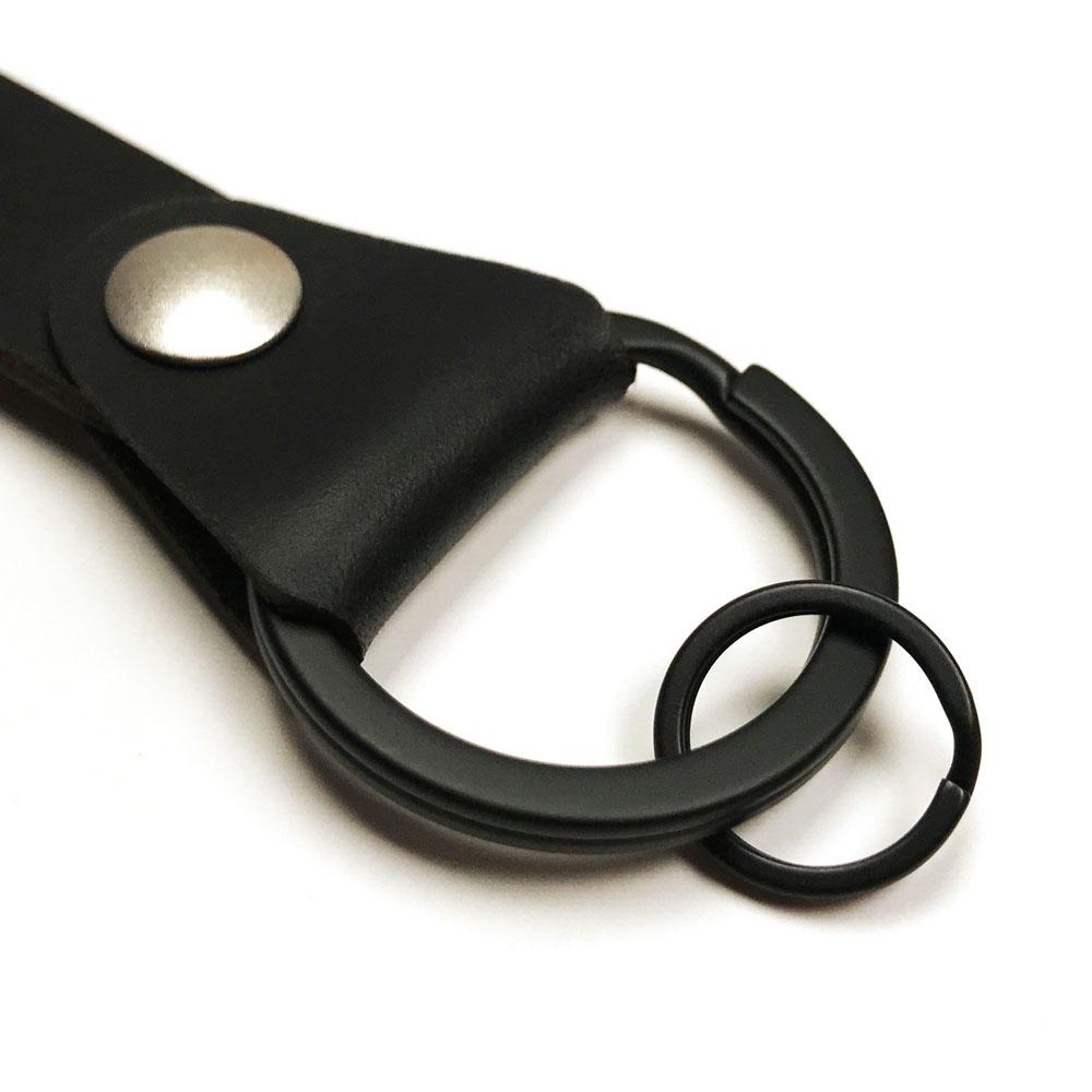 Sling Clip Leather Key Chain by Keyway Designs - Black - Key Ring Zoom