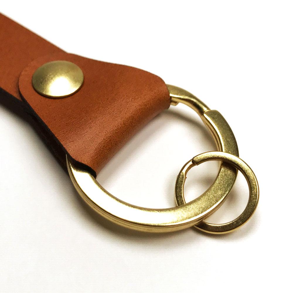 Wrist Strap Leather Key Chain by Keyway Designs - Whiskey - Key Ring Zoom
