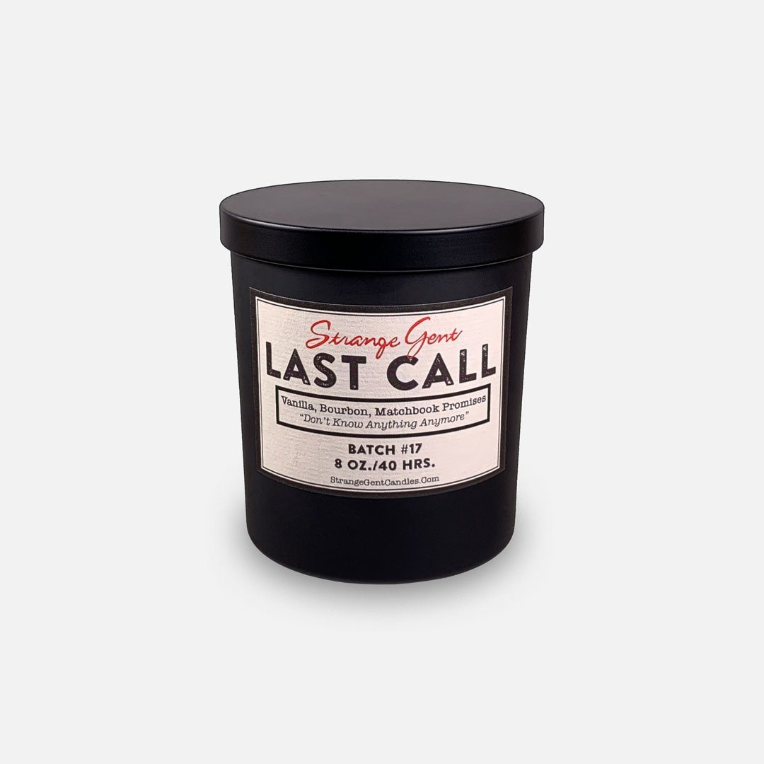 Strange Gent - Last Call 8oz Soy Wax Jar Candle, Made in LA, California. Header Shot