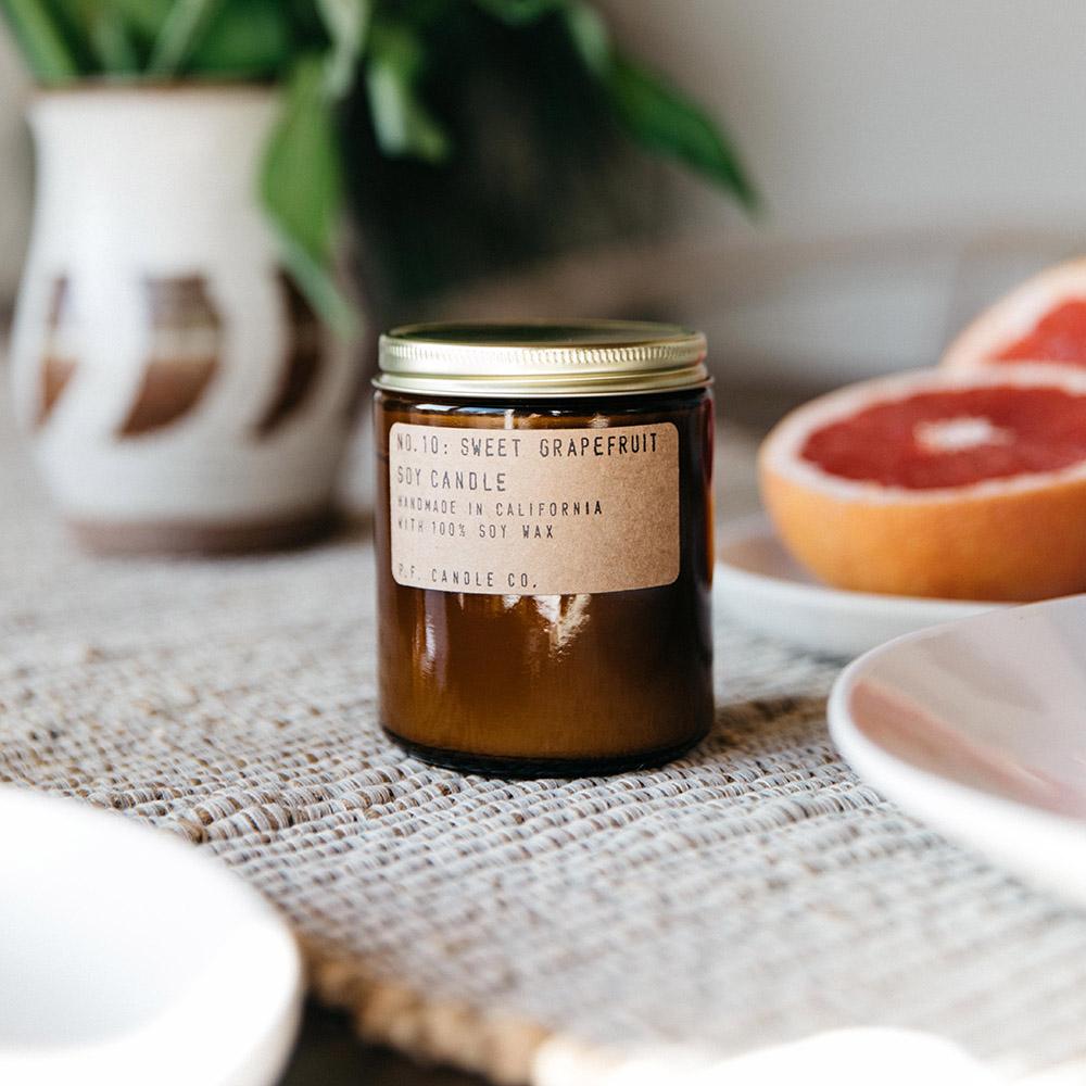 P.F. Candle - No.10: Sweet Grapefruit Soy Wax Jar Candle Screw Top Lid