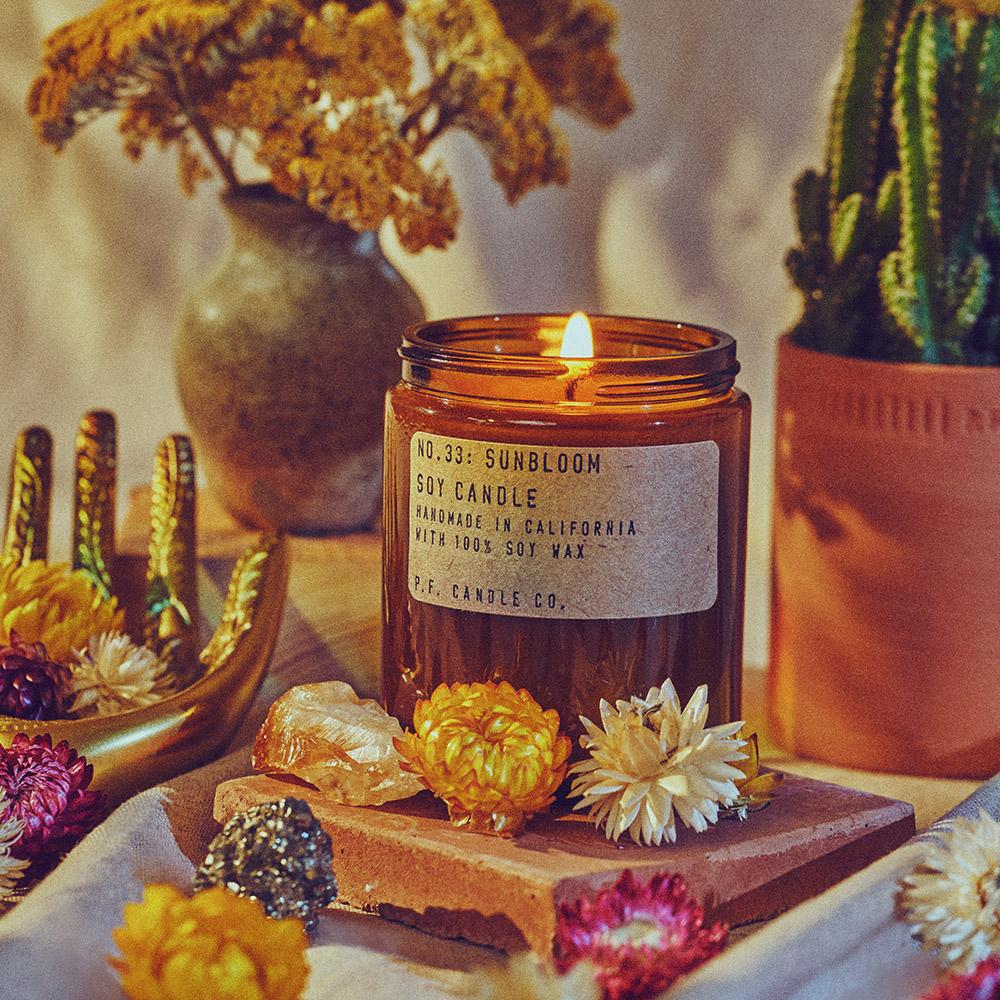 P.F. Candle - No.33: Sunbloom Soy Wax Jar Candle Staged Table