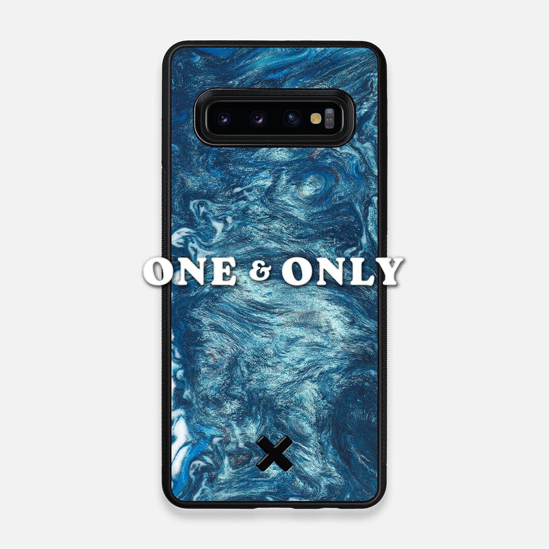Front view of the One and Only Wood and Resin Galaxy S10 Case by Keyway Designs