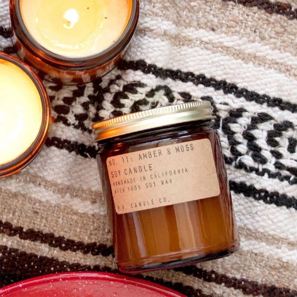 P.F. Candle - No.11: Amber Moss Soy Wax Jar Candle Styled Shot
