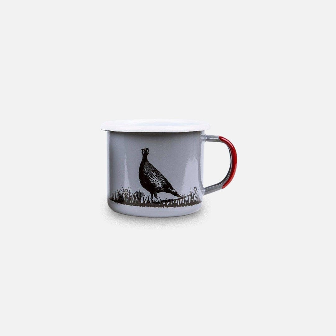 KEYWAY | Sierra Outfitters - Grey Pheasant Enamel Mug, Handcrafted by Artisans in Poland, Front View