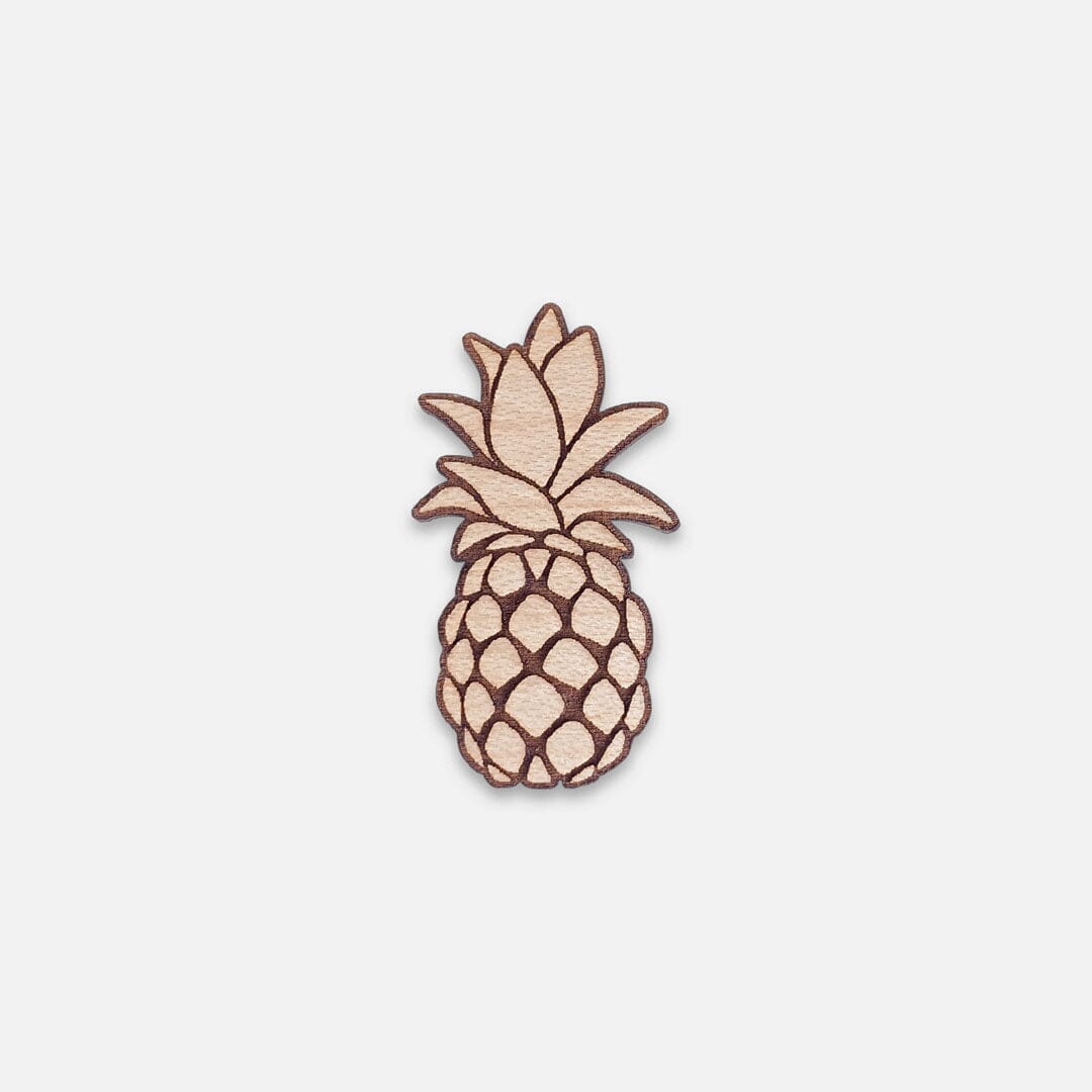 Pineapple - Keyway Engraved Wooden Pin in Maple, Front View