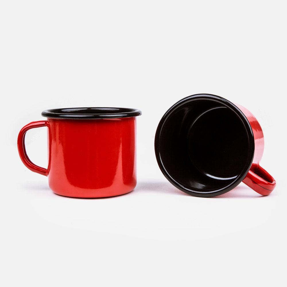 KEYWAY | Emalco - Plain Coral Enamel Mug, Handcrafted by Artisans in Poland, Inside View