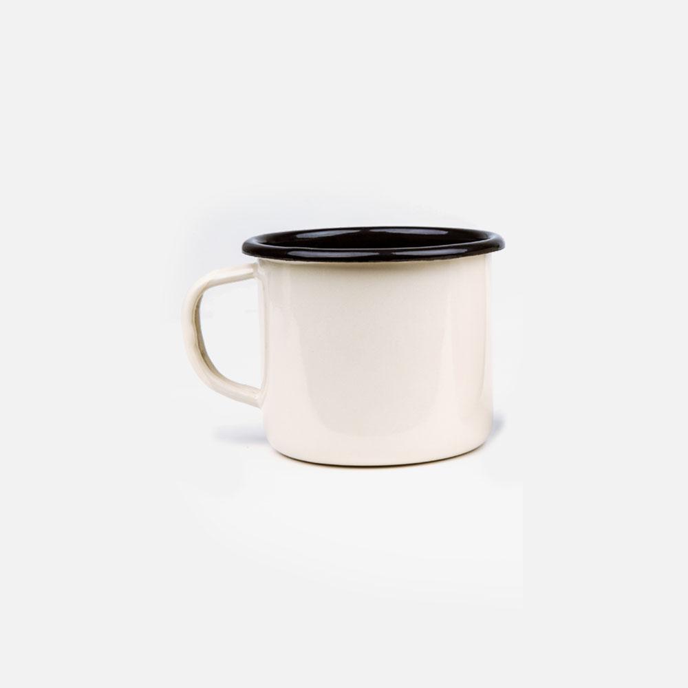 KEYWAY | Emalco - Plain Cream Enamel Mug, Handcrafted by Artisans in Poland, Front View