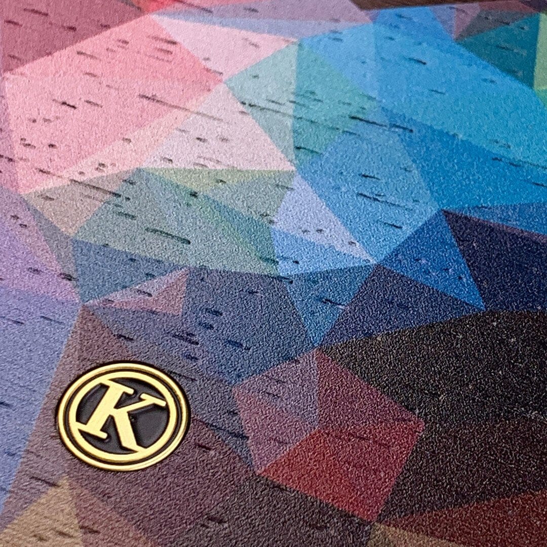 Zoomed in detailed shot of the vibrant Geometric Gradient printed Wenge Wood Galaxy S21+ Case by Keyway Designs