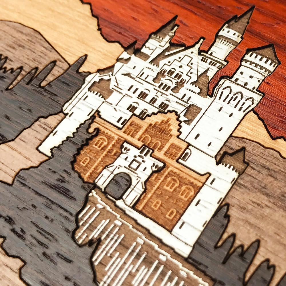 Zoomed in detailed shot of the Ramparts Unique Wood iPhone 6 Plus Case by Keyway Designs