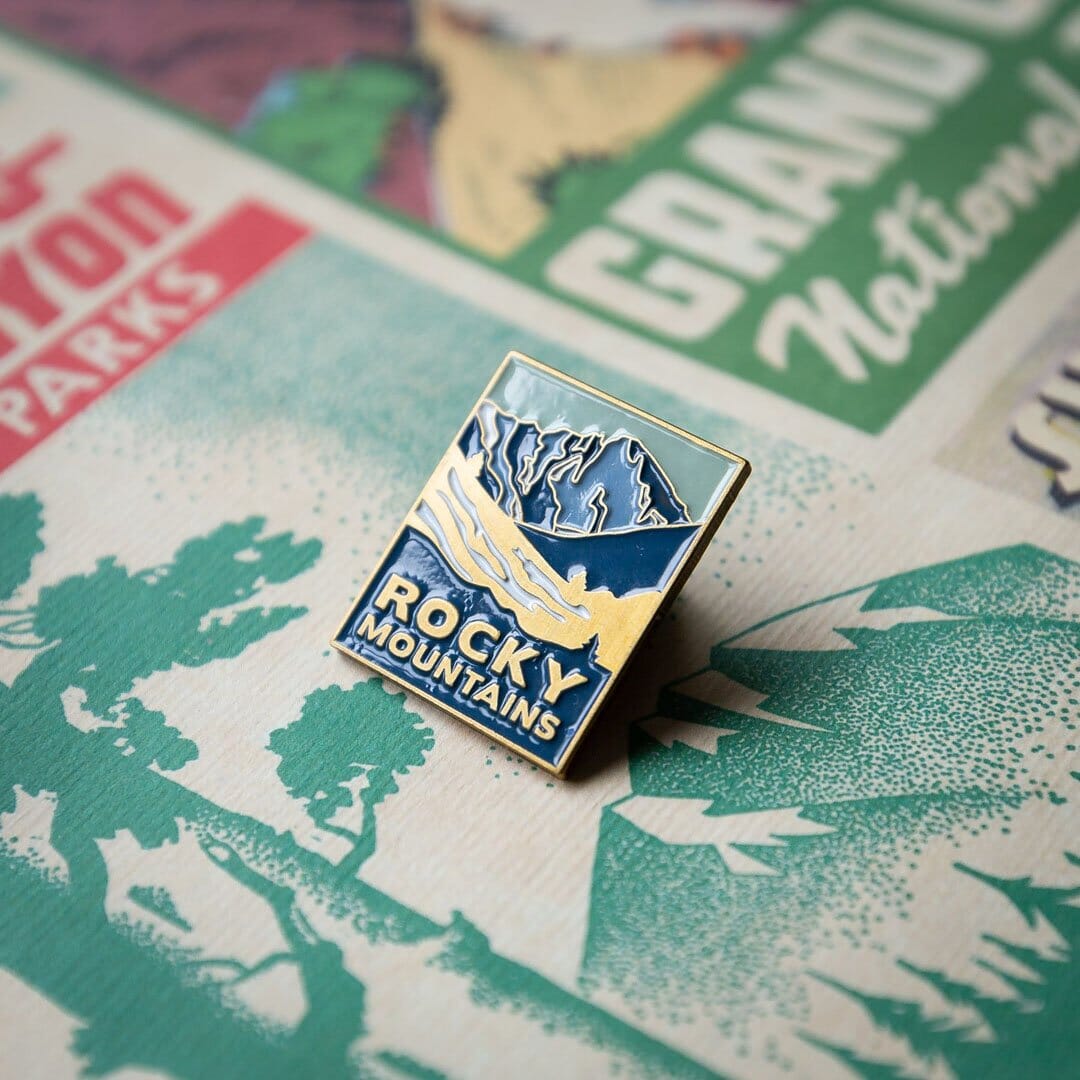 Rocky Mountain National Park Enamel Pin by The Landmark Project, Action Shot