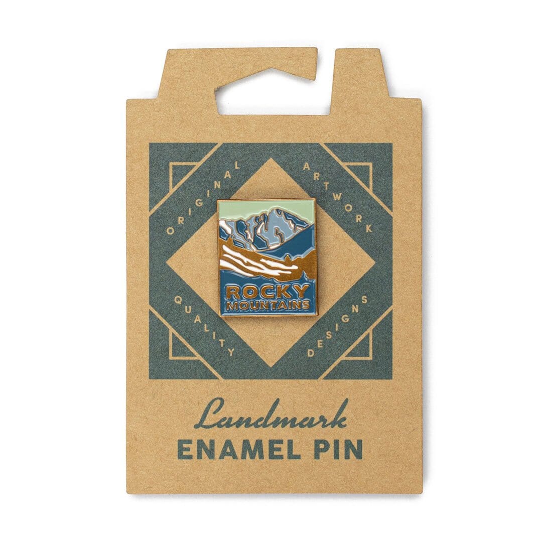 Rocky Mountain National Park Enamel Pin by The Landmark Project, Front Packaging View