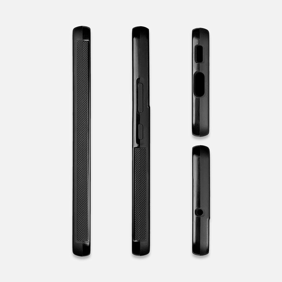 TPU/PC Sides of the aggressive, monochromatic splatter pattern overprintedprinted Wenge Wood Galaxy S23 Case by Keyway Designs