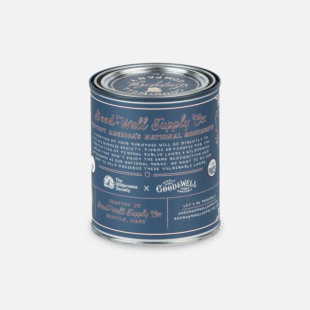 Back Panel - The San Gabriel Mountains National Monument Candle from Good & Well Supply Co.