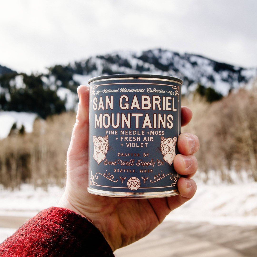 The San Gabriel Mountains National Monument Candle from Good & Well Supply Co. in the Wild.