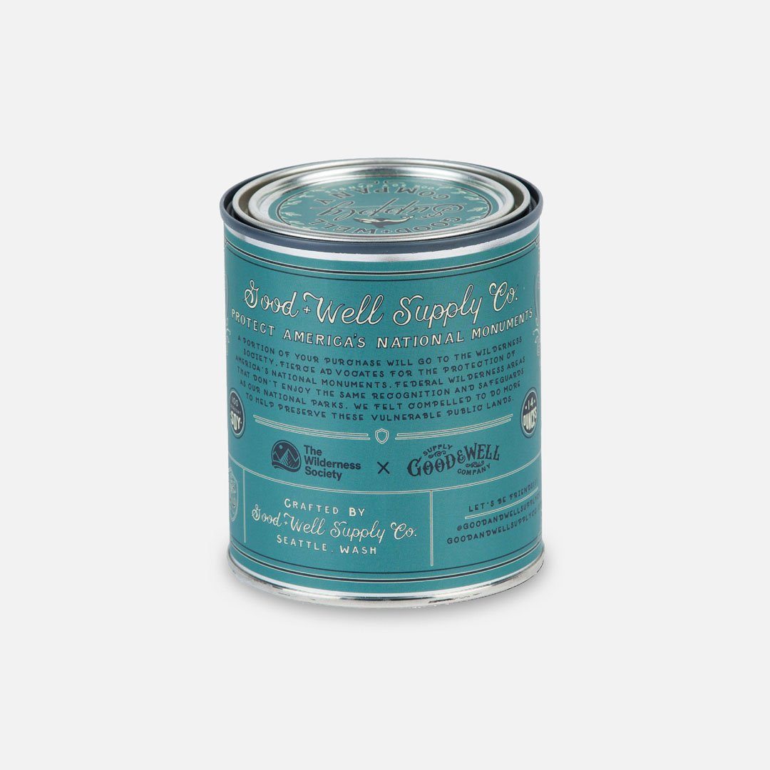 Back Panel - The San Juan Islands National Monument Candle from Good & Well Supply Co.