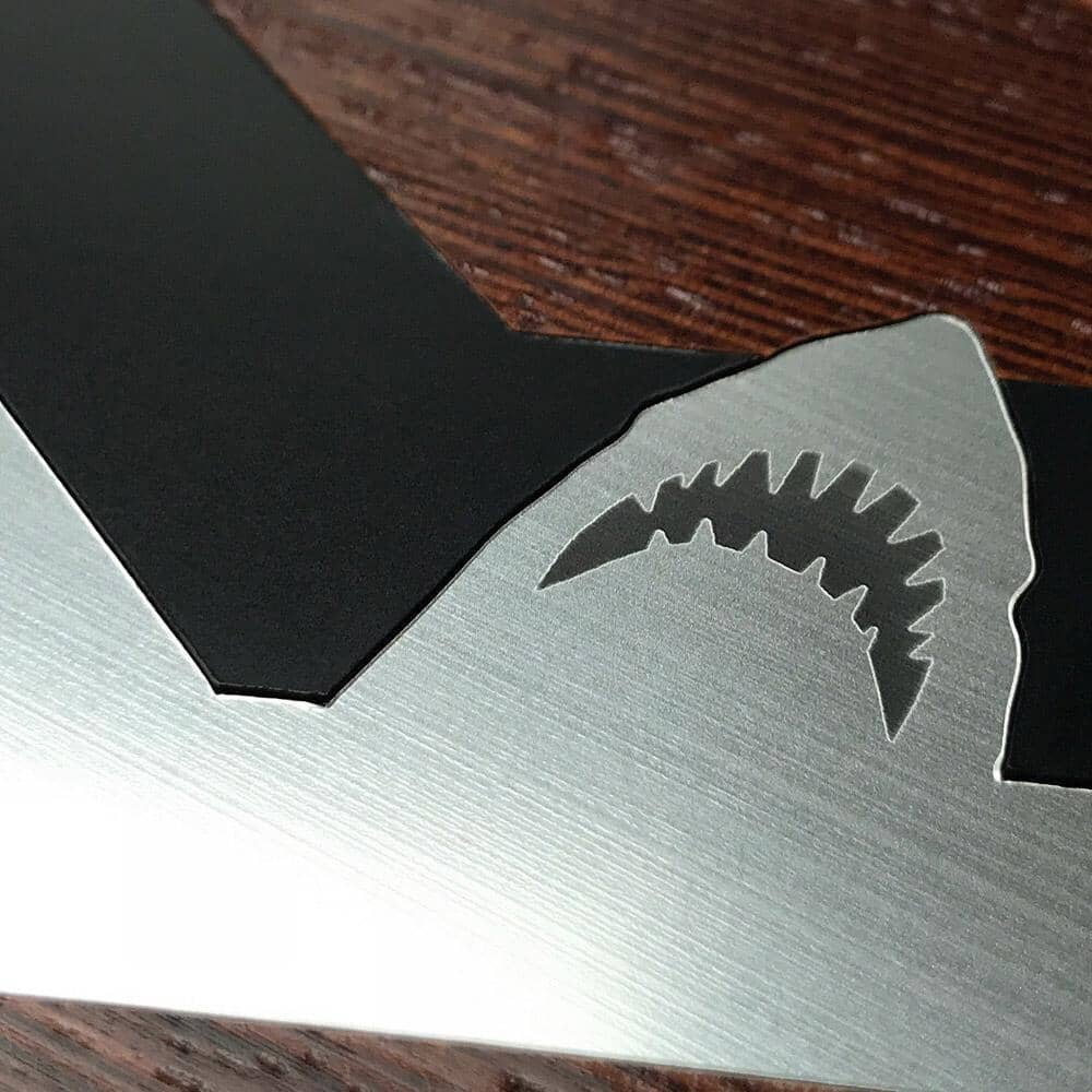 Zoomed in detailed shot of the Shark Chevron Dark By Parker Barrow Wenge Wood iPhone 14 MagSafe Case by Keyway Designs