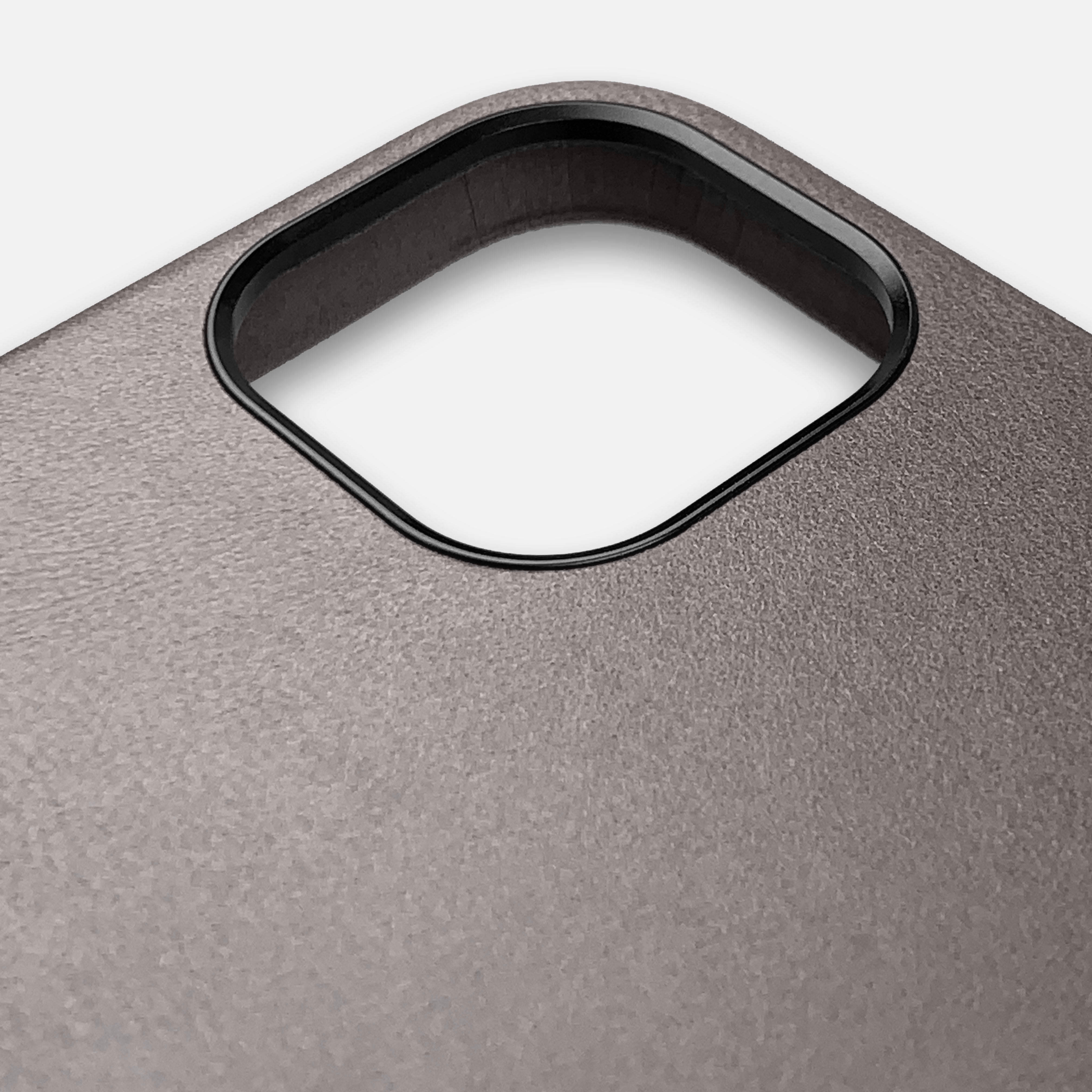 Raised Metal Camera ring on Keyway Slate Grey Leather iPhone Case