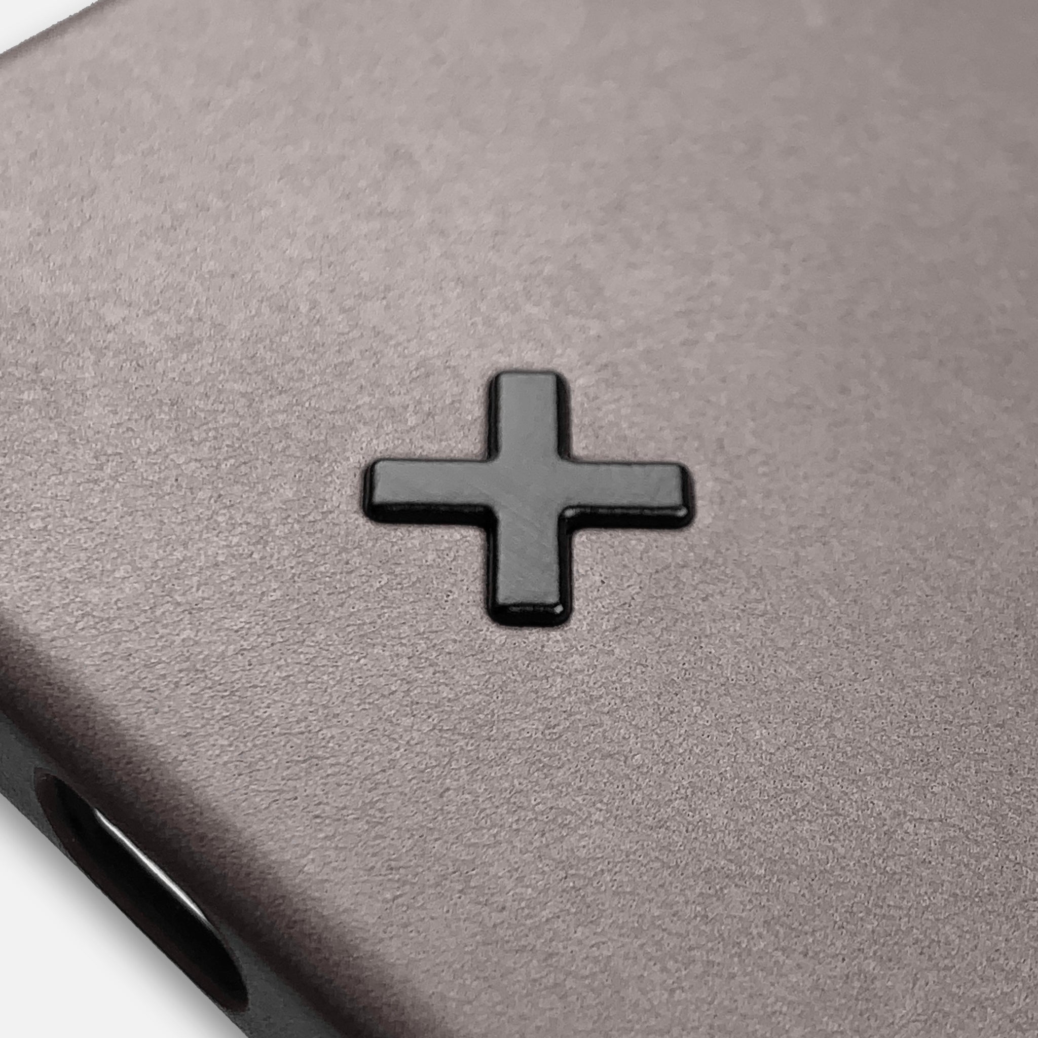 Metal Keyway X-Mark on Slate Grey Leather iPhone Case