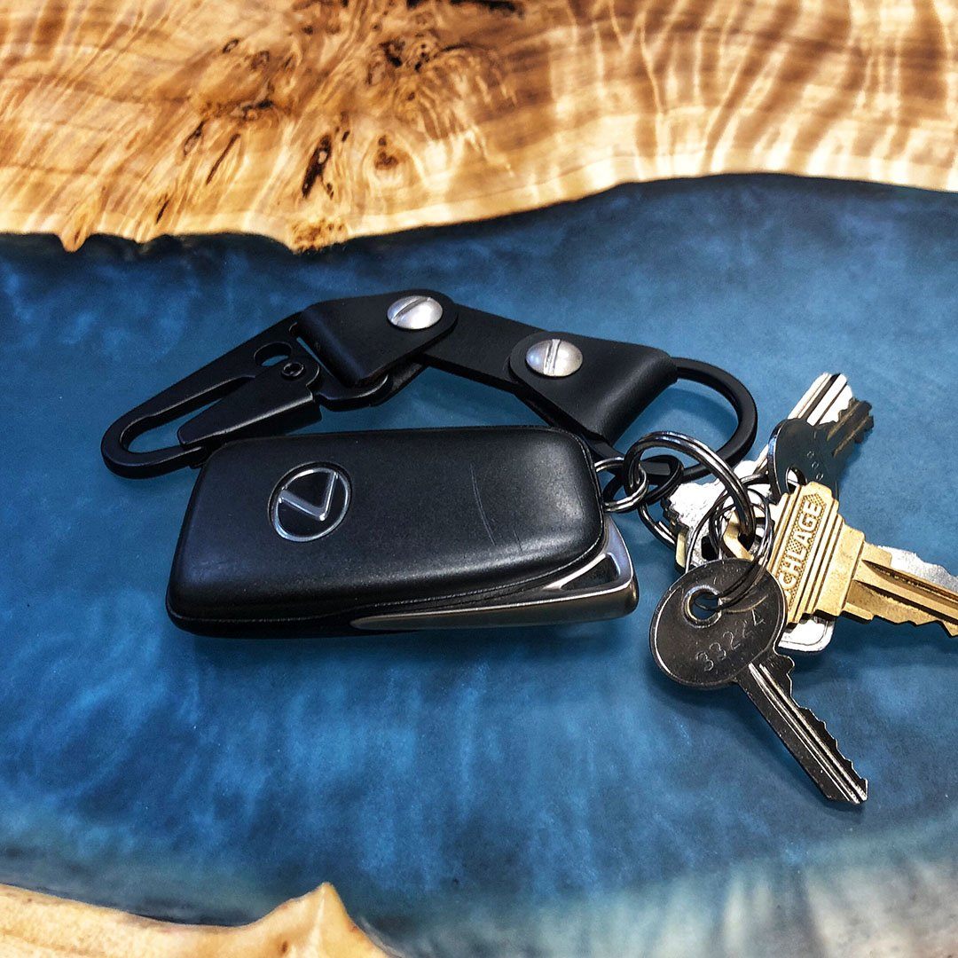 Sling Clip Leather Key Chain by Keyway Designs - Black