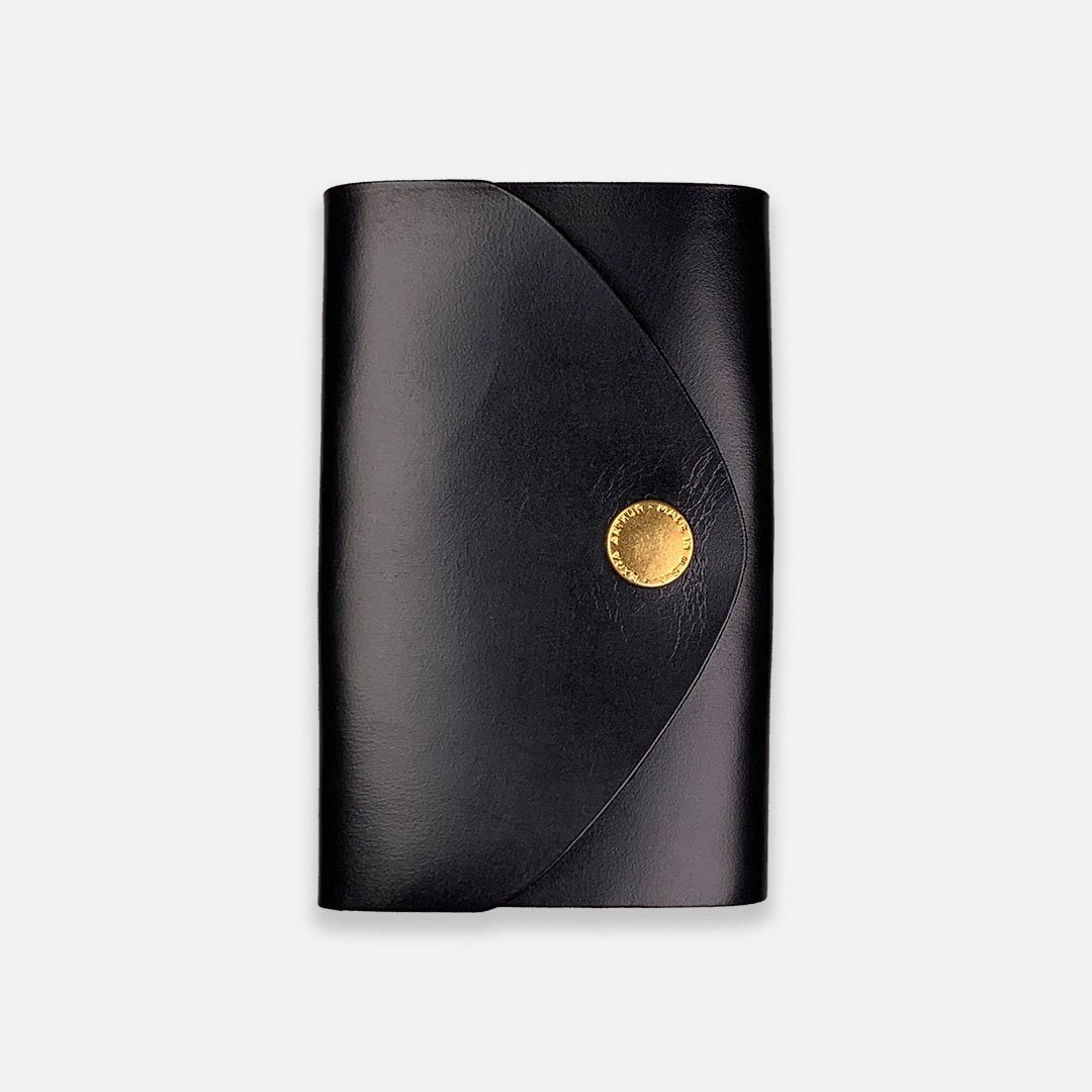 Ezra Arthur - Snap Pouch Wallet in Jet Black Horween Leather, Handcrafted in the USA