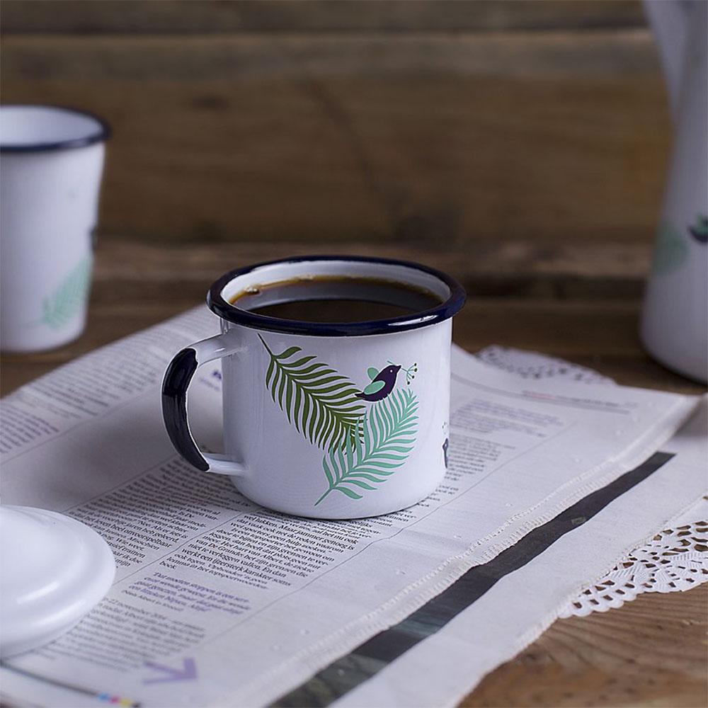 KEYWAY | Emalco - Classic Spring Enamel Mug, Handcrafted by Artisans in Poland, Usage View