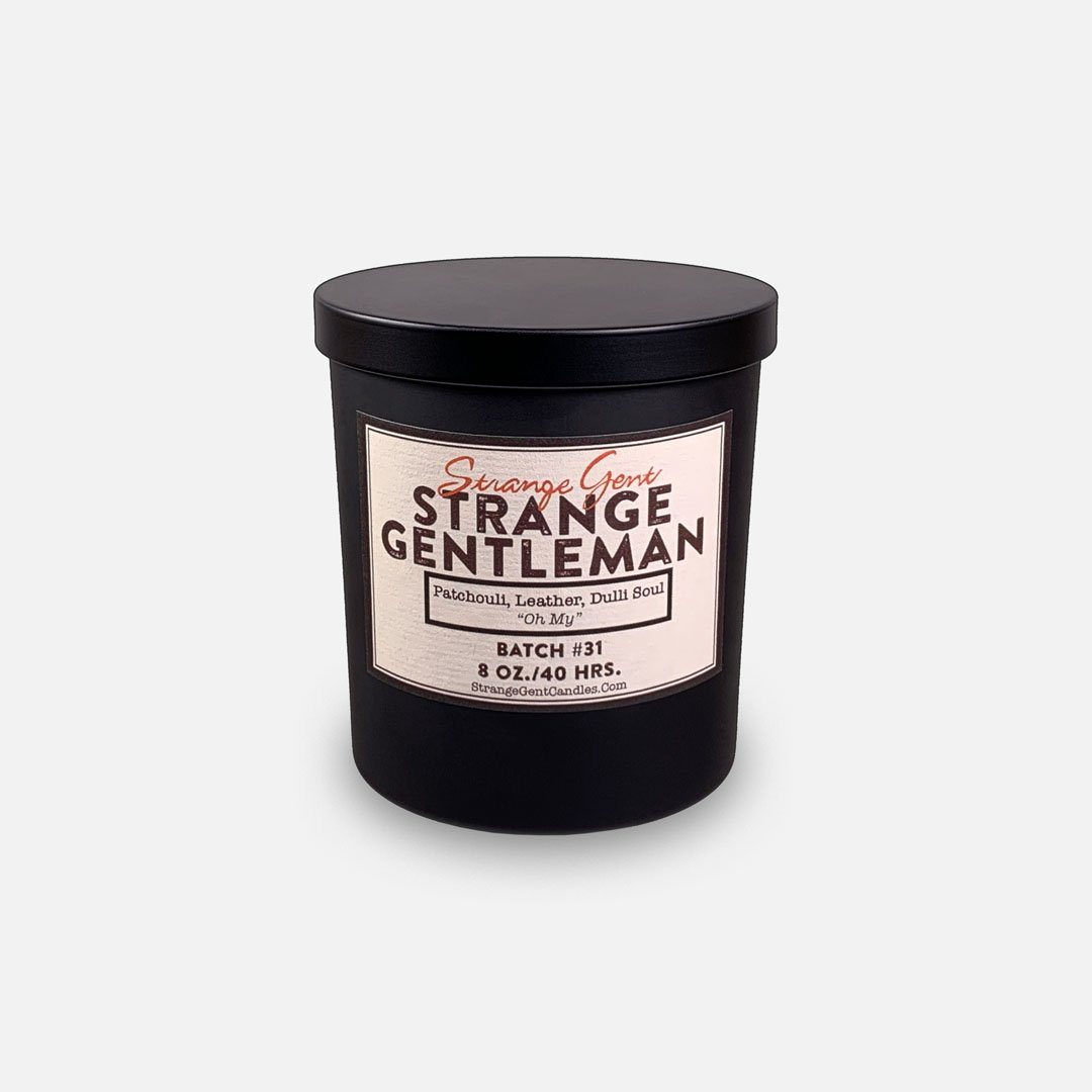 Strange Gent - Strange Gentleman 8oz Soy Wax Jar Candle, Made in LA, California. Header Shot