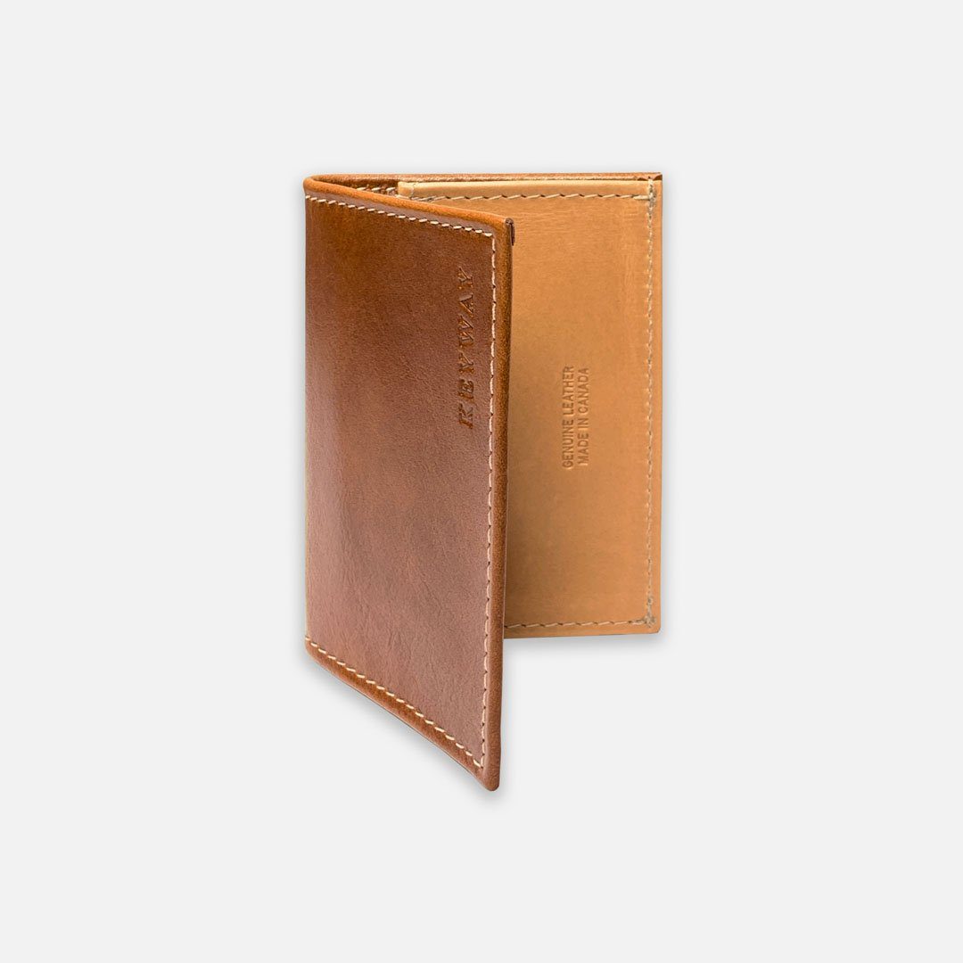 Keyway Full-grain Leather Card Holder, Whiskey, front