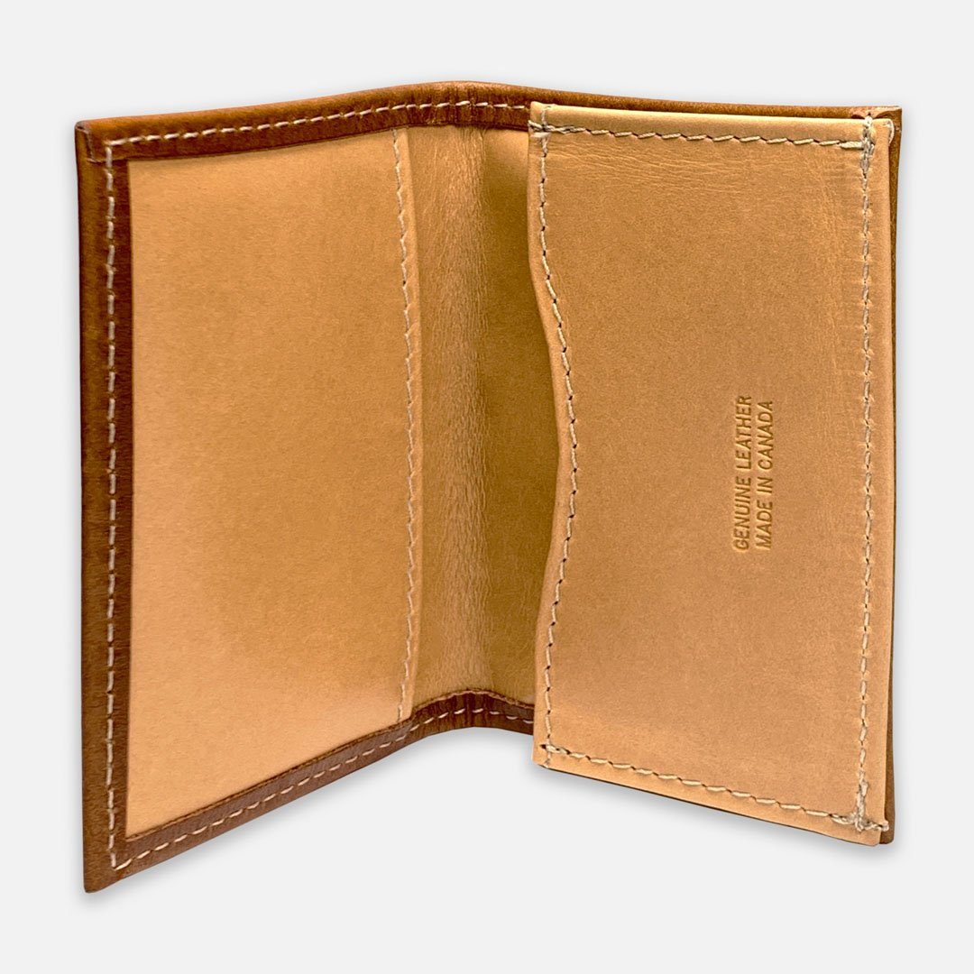 Keyway Full-grain Leather Card Holder, Whiskey, inside view of card slots