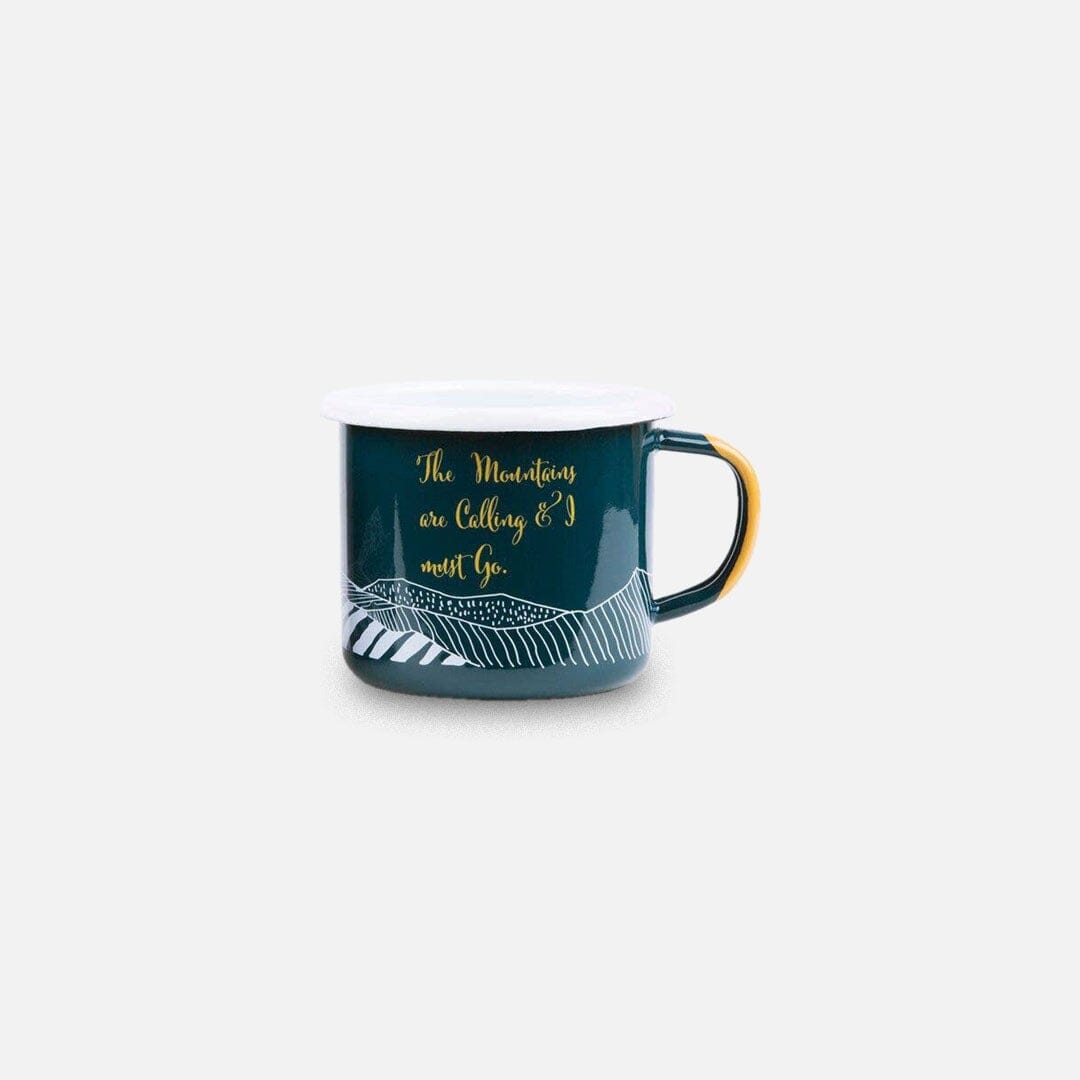 KEYWAY | Sierra Outfitters - The Mountains are Calling Enamel Mug, Handcrafted by Artisans in Poland, Front View
