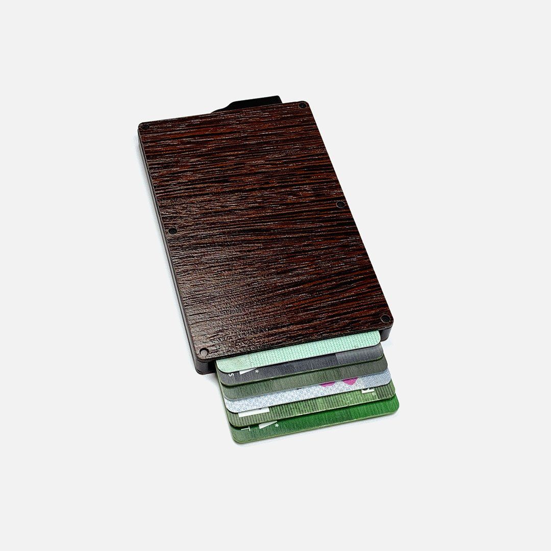 Wenge Wood & Aluminum Card Holder, Front View