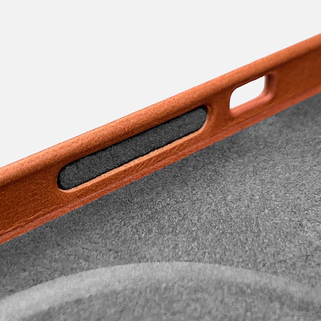 Microfiber button protectors in Keyway Leather iPhone Case