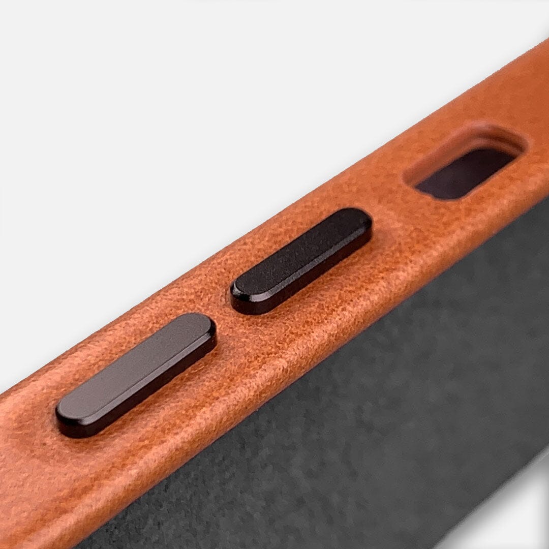 Leather iPhone Case Metal Volume Buttons by Keyway