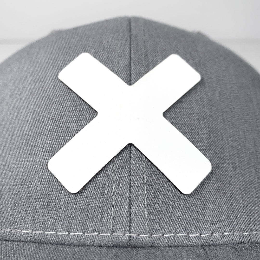 X-Mark Snapback, White on Grey