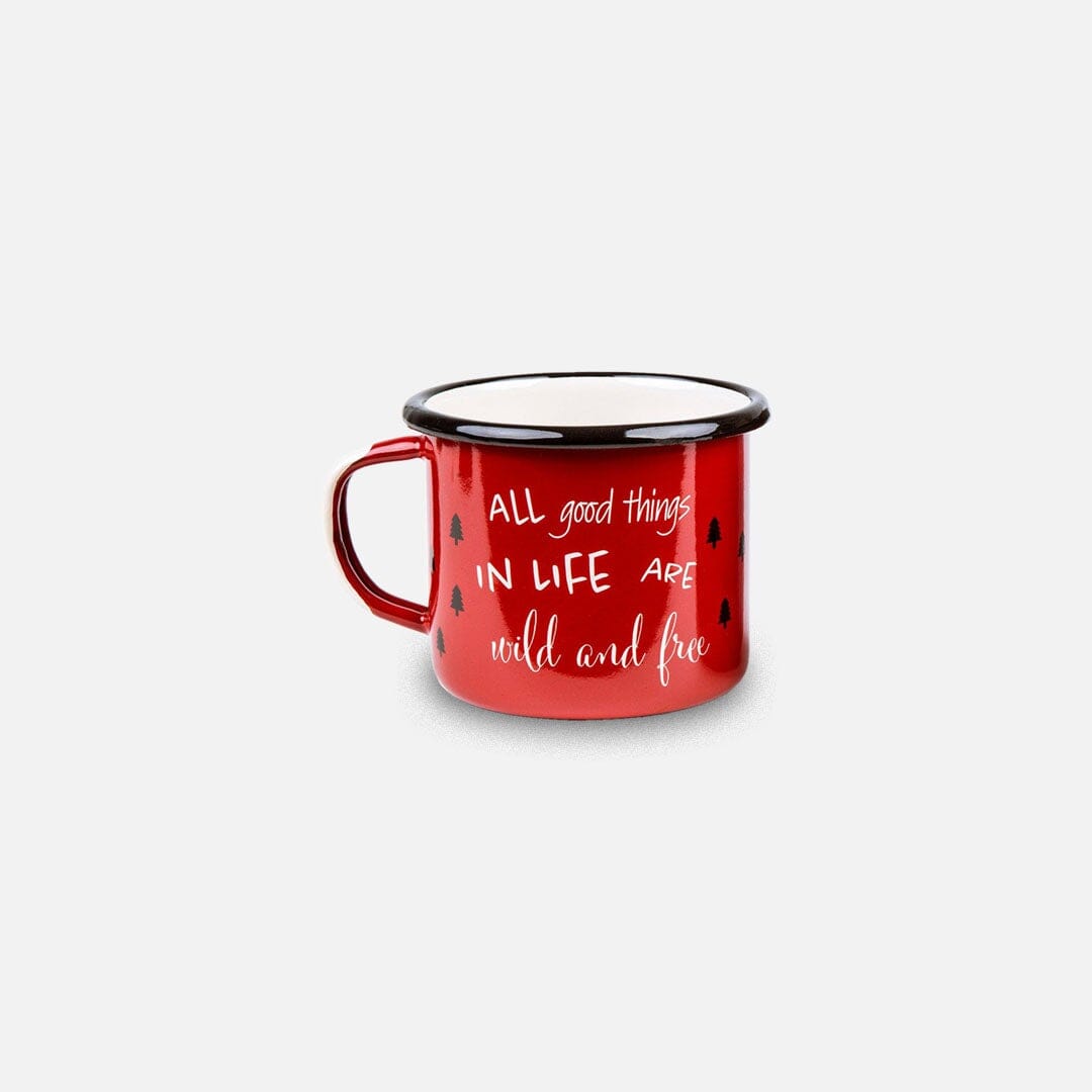 KEYWAY | Sierra Outfitters - All Good Things are Wild and Free Enamel Mug, Handcrafted by Artisans in Poland, Front View