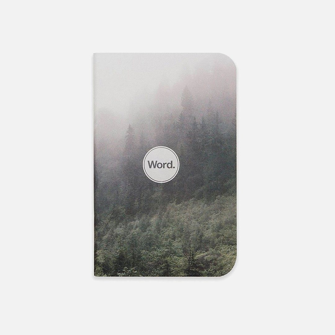 Word. - Mist, USA Made Pocket Notebook, Front View