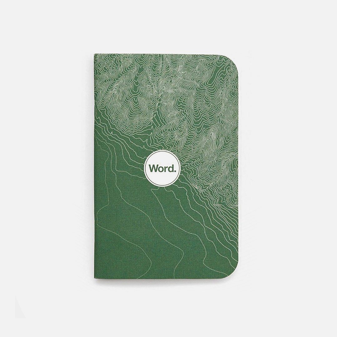 Word. - Green Terrain, USA Made Pocket Notebook, Front View