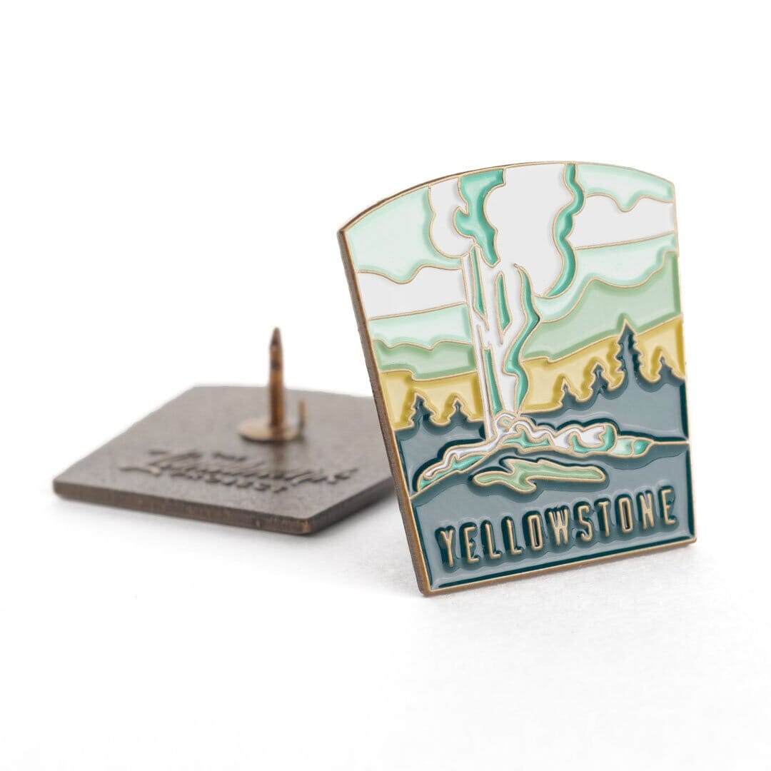 Yellowstone National Park Enamel Pin by The Landmark Project, Detailed View