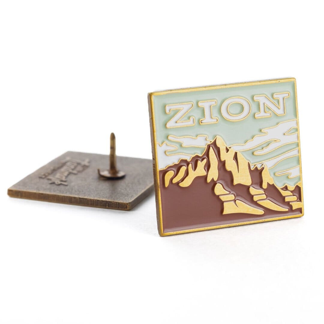 Zion National Park Enamel Pin by The Landmark Project, Detailed View