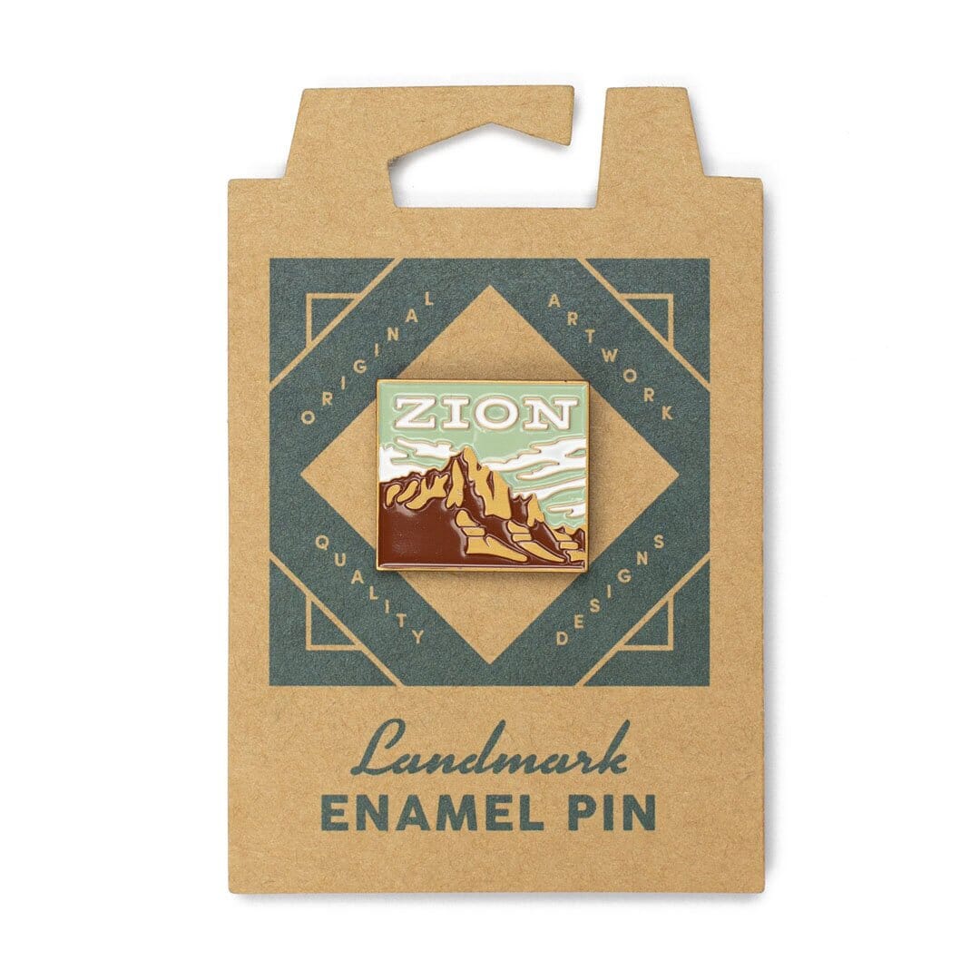 Zion National Park Enamel Pin by The Landmark Project, Front Packaging View