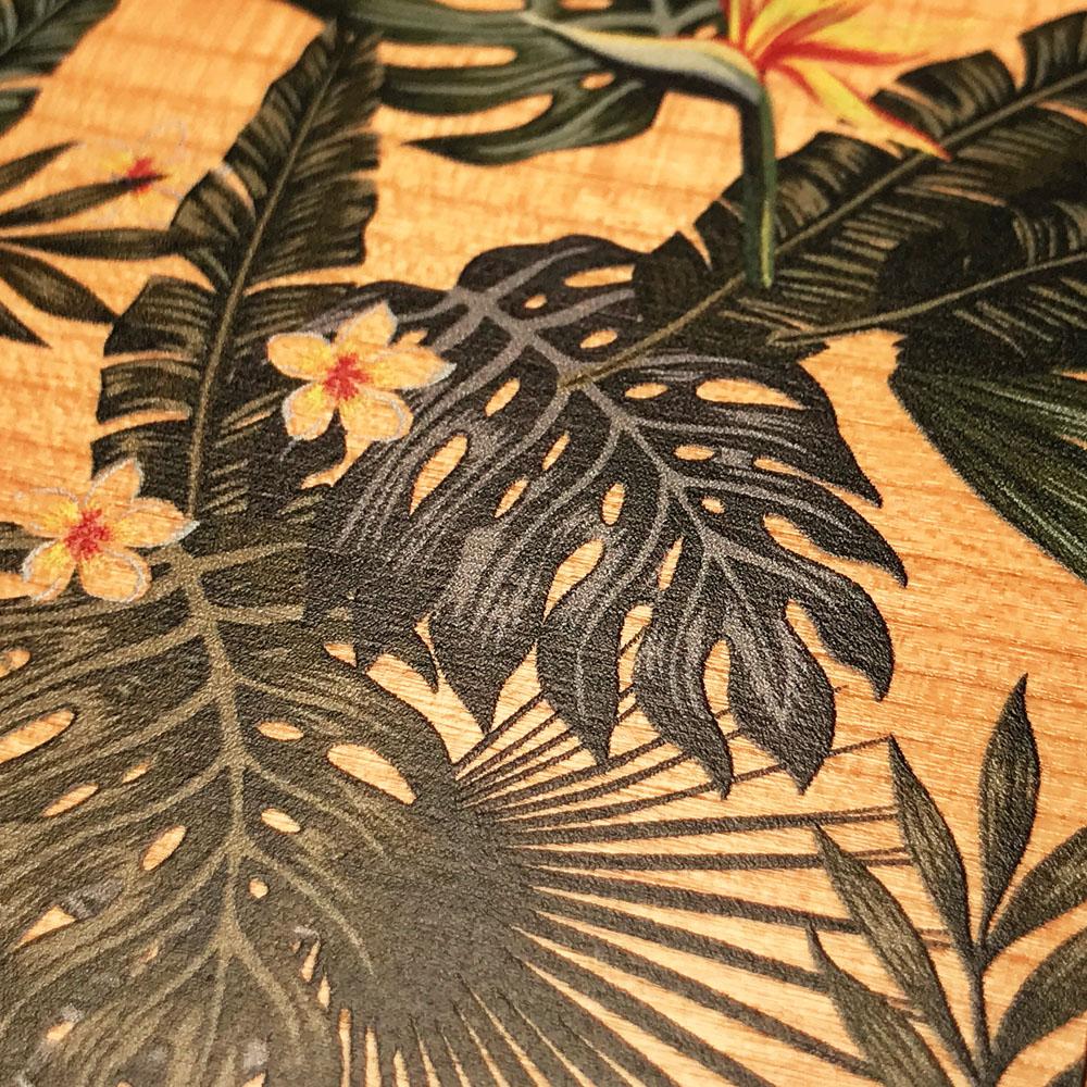 Zoomed in detailed shot of the Floral tropical leaf printed Cherry Wood iPhone 5 Case by Keyway Designs