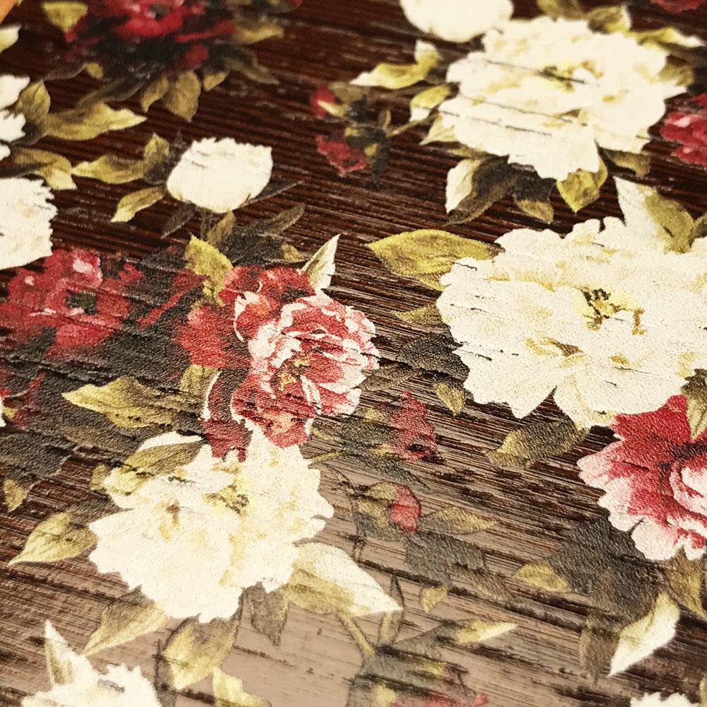 Zoomed in detailed shot of the Rose white and red rose printed Wenge Wood iPhone 7/8 Plus Case by Keyway Designs