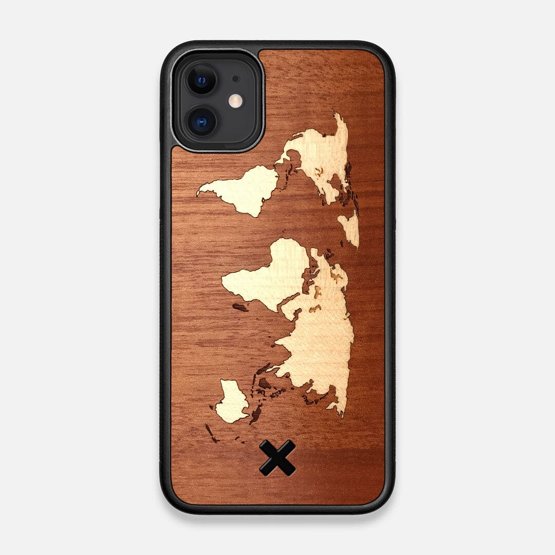 Front view of the Atlas Sapele Wood iPhone 11 Case by Keyway Designs