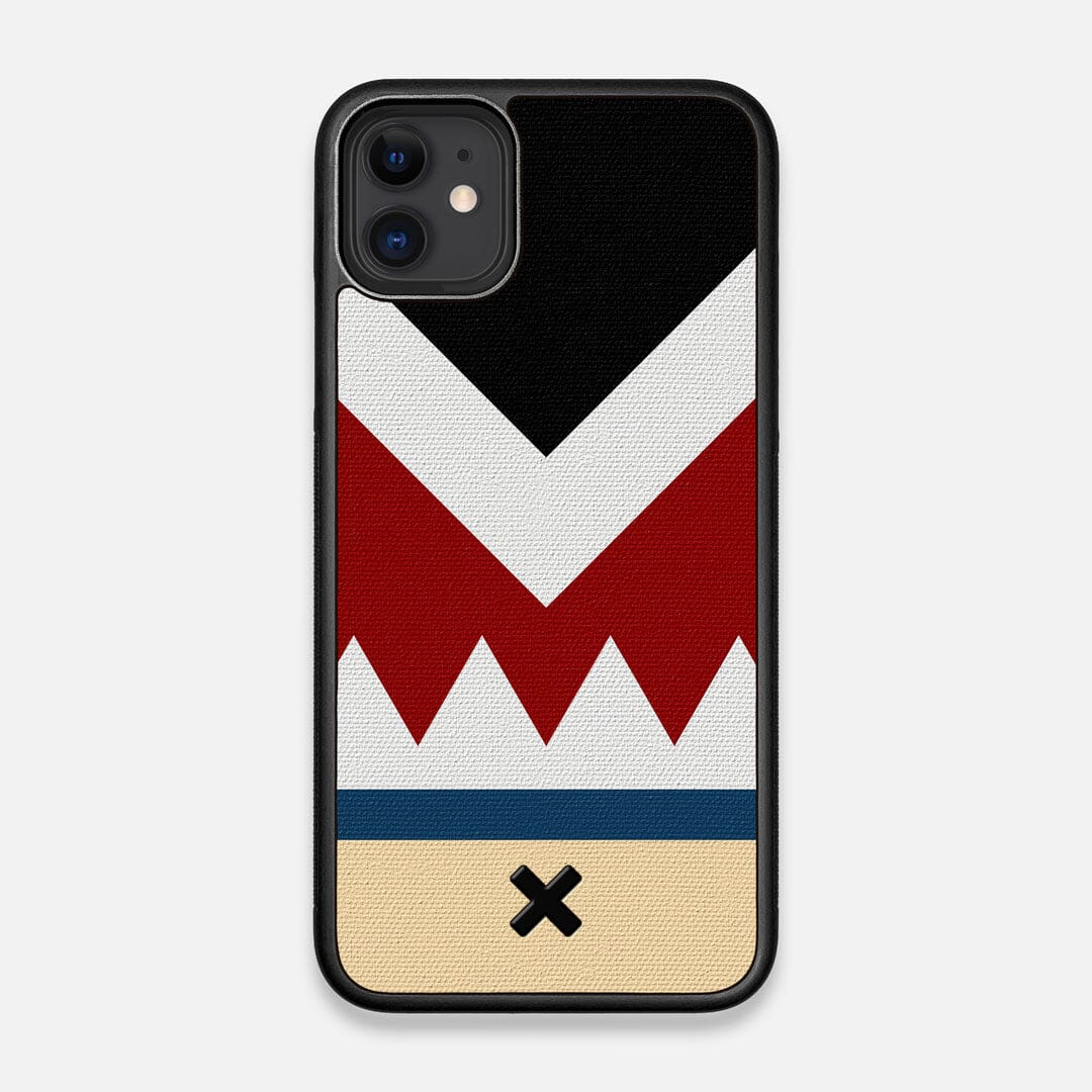 Front view of the Cove Adventure Marker in the Wayfinder series UV-Printed thick cotton canvas iPhone 11 Case by Keyway Designs